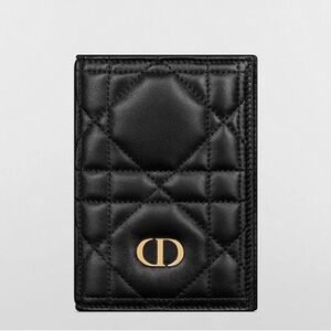 Authentic Christian Dior Black Quilted Leather Passport Holder